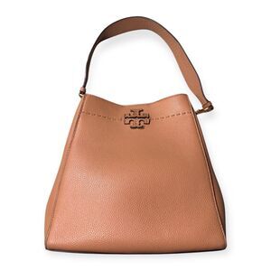 Tory Burch Tiramisu McGraw Bucket Tote Bag‎ Travel Western Leather Shoulder Bag